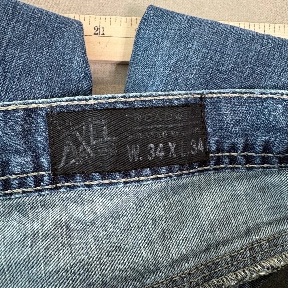Axel Treadwell Jeans Mens Size 34X34 Blue Denim Dark Wash Relaxed Straight Leg